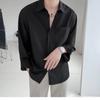 Men's Loose Long-sleeved Shirt, Wrinkle-free Solid Color Shirt.