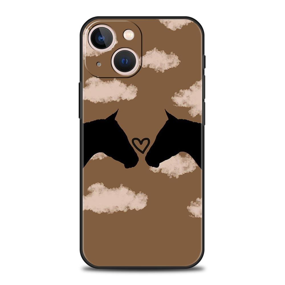 Animal Art Horse Phone Case For iPhone 17 16 15 Pro Max 11 12 13 14 7 8 Plus SE 2020 X XR XS Cover Soft Black