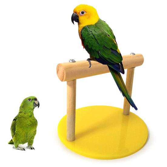 Pet Bird Parrot Wooden Table Stand Perch Cage Decor Gym Playground Play Toy