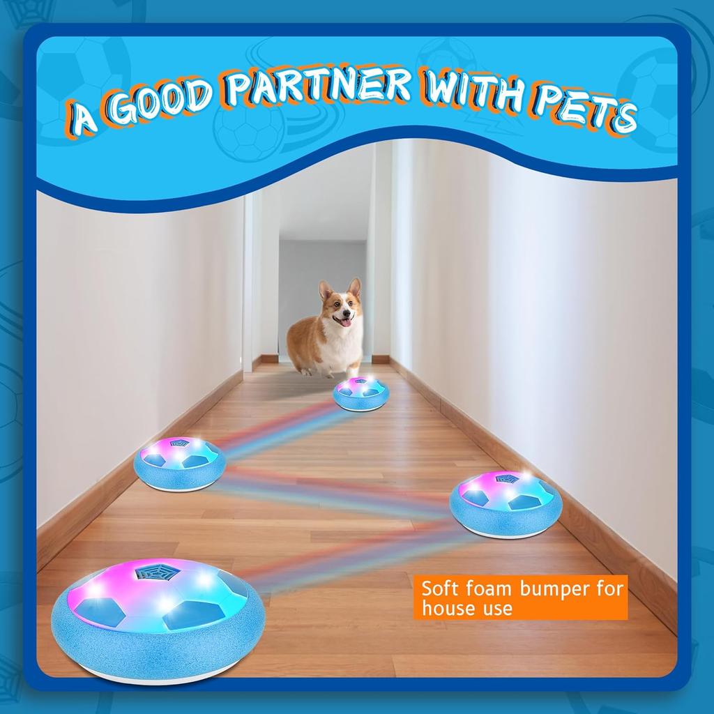 LED Hover Soccer Ball, Air Soccer Indoor Floating with LED Light, Indoor Soccer Game for Young Boys and Girls, Birthday Gifts for Young Kids, Toys