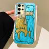 Cute Line Graffiti Cat Phone Cases for Samsung Galaxy A55 A56 A26 A36 A16 A15 A24 A14 A34 A54 S25 S24 S23 Shell Silicone Cover
