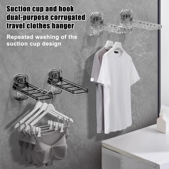 Adjustable Height Coat Hanger Strong Adsorption 5kg Load Garment Hanger Suction Cup Hook Hanger Holds 6 Clothes