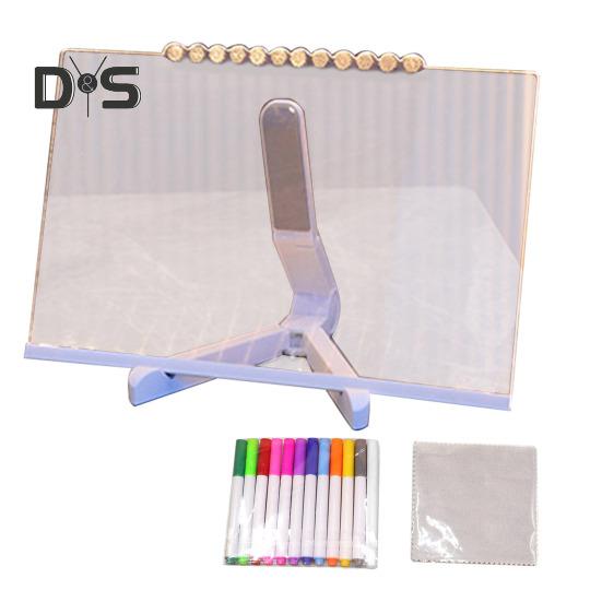 

Светодиодная акриловая доска для сообщений с 12 цветными маркерами, легко стирается, штатив с регулируемым углом наклона, USB-шнур питания, красочный светящийся знак B