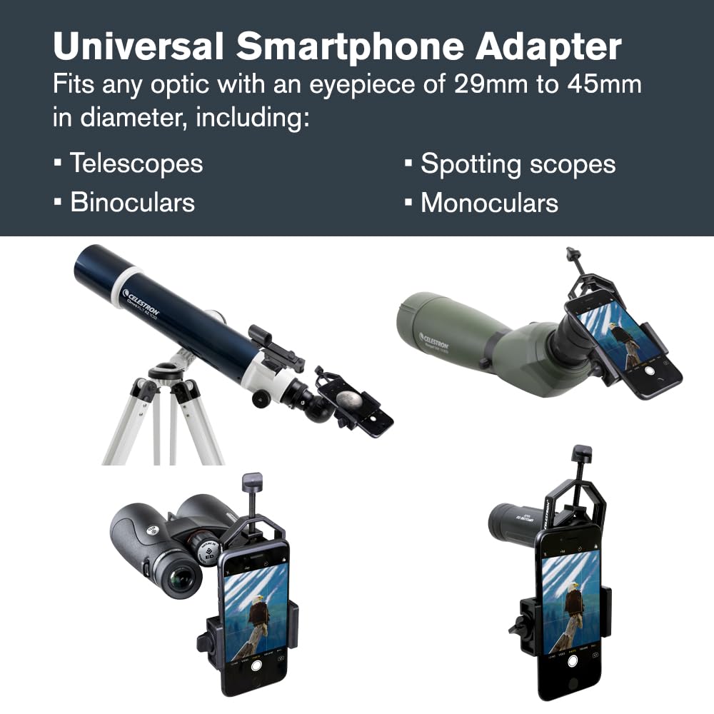 Celestron 81035 Basic Smartphone Adapter Capture Detection Black 1.25-inch