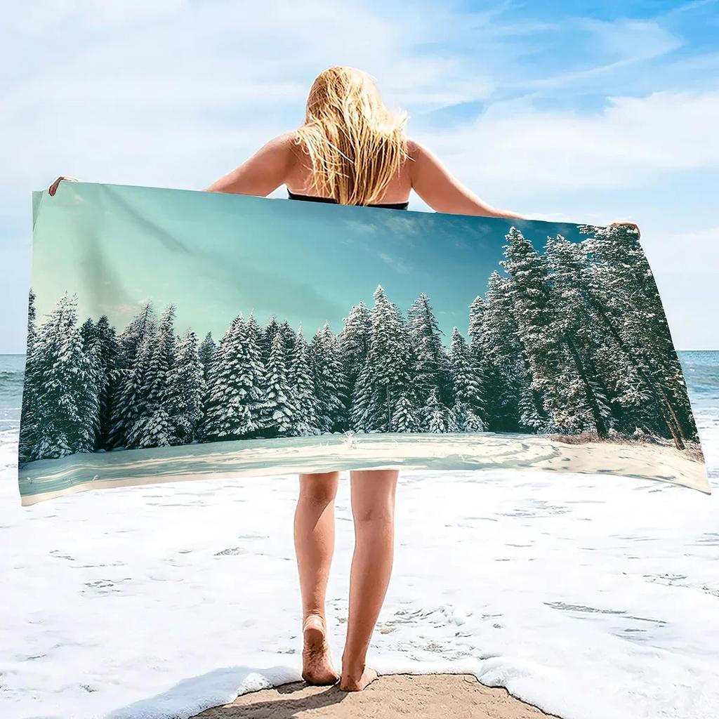 Pine Hand Towels Oversized Microfiber Beach Towel for Travel, Quick Dry Towel for Swimmers Sand Proof Beach Towels for Men Girls