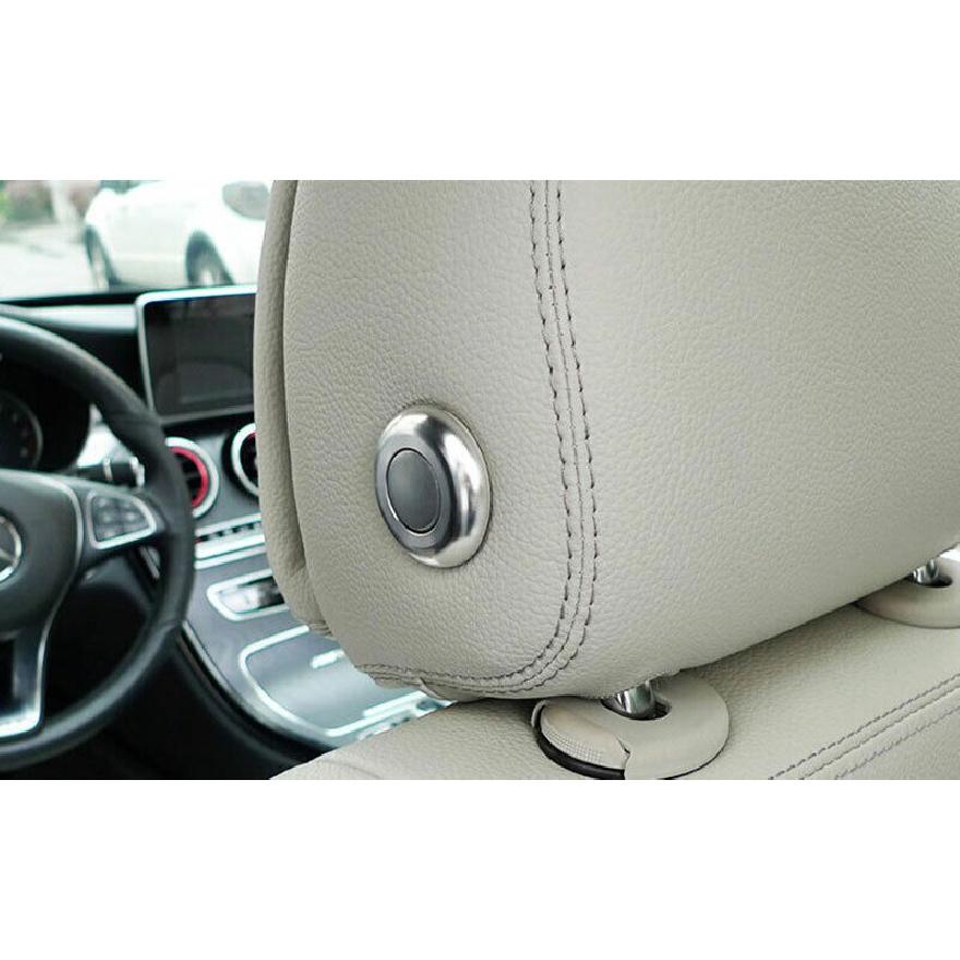 Silver Aluminum Seat Headrest Button Frame Cover Trim For Benz GLE GLS 2016-2019