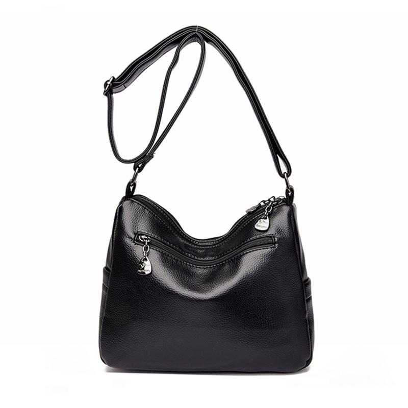 Middle-aged Handbag Embossed Diamond Pattern Shoulder Bag 2025 New Multi-layer Soft Leather Solid Color Large-capacity Multi-pocket Crossbody Bag