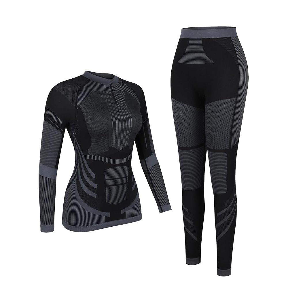 

Charmleaks Женский термокомплект из 2 предметов на молнии до четверти, базовый слой с длинным рукавом для холодной погоды, комплекты для лыжной одежды S чёрный