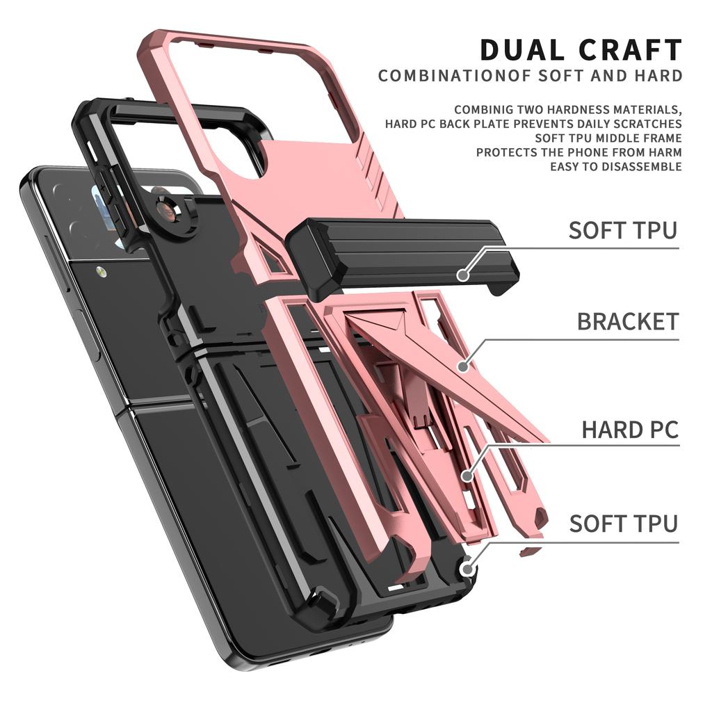 Anti -Fall Dual Layer Fitted Cover Case For Samsung Galaxy Z Flip4 5g Flip 4 Shockproof Folding Design Cover