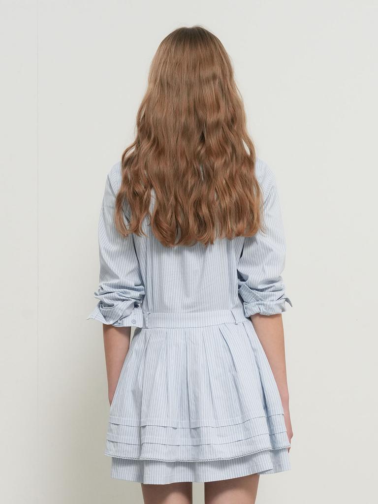 GENERALIDEA Pleated Shirt Dress [Stripe] / Gf1Lop504