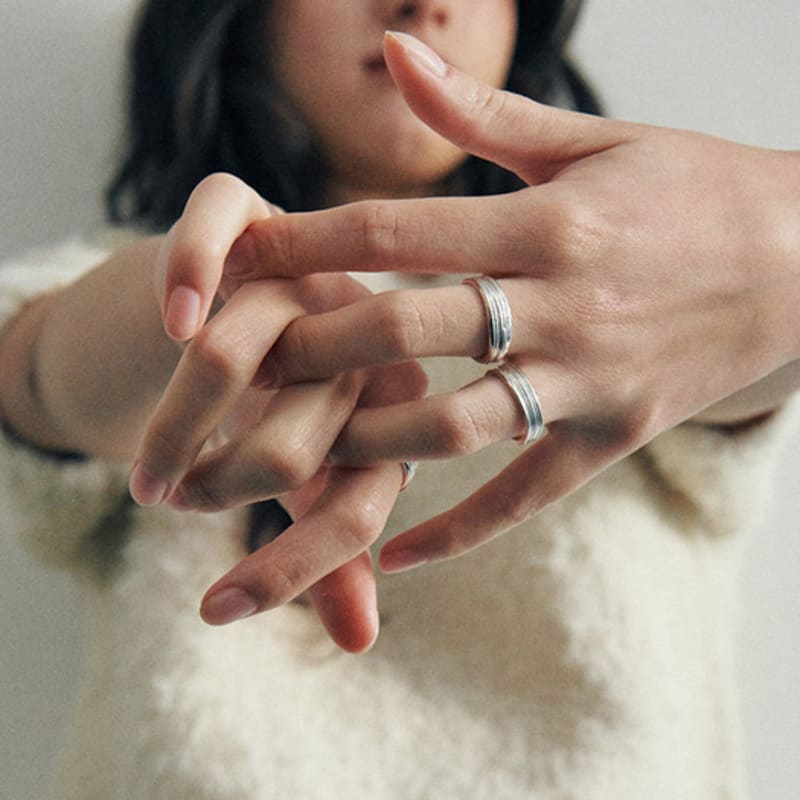 Green [925 Silver] Five.silver.215 / Fine Conto Ring