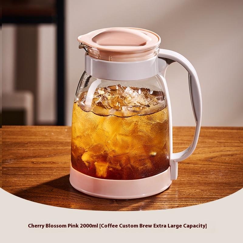Gianxi Kaffeekanne Haushalt Handaufguss Kaffeeset Große Kapazität Teekanne Glas Hitzebeständig Obstkaffeekanne