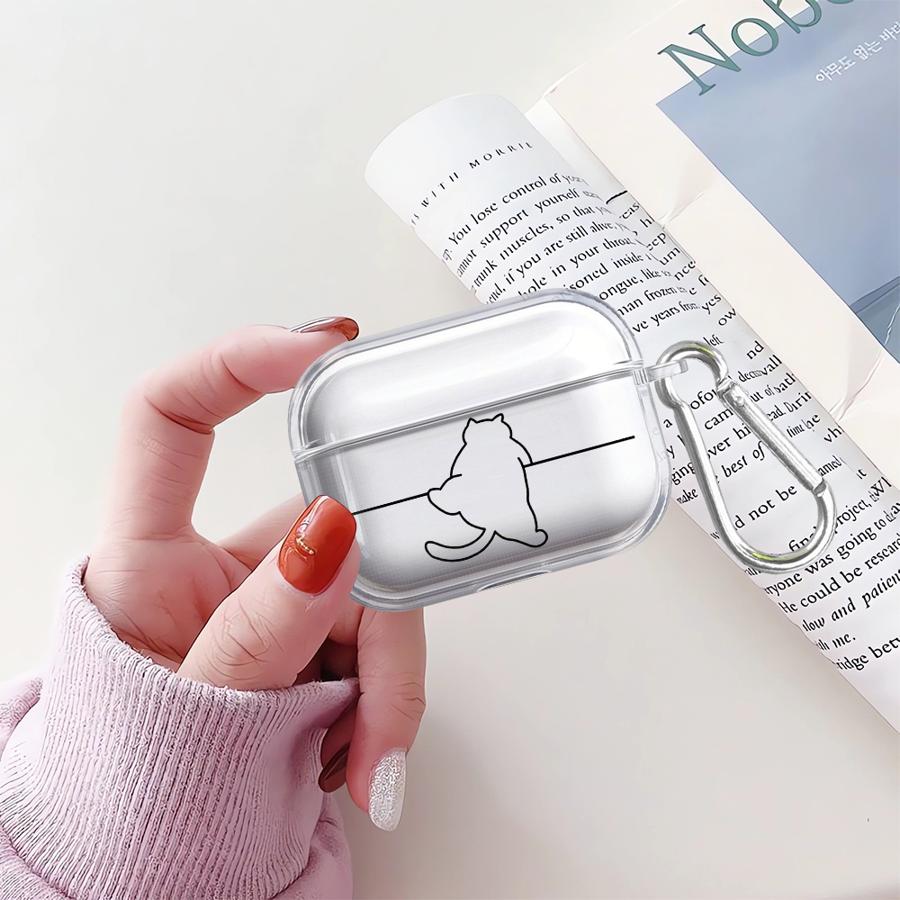 Cute Line Cat Clear Earphone Cases Cover Case For Airpods 2 Pro3 Pro2 Pro 1 3 4