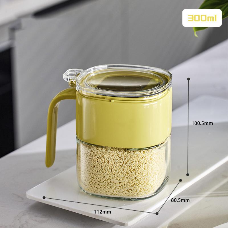 

Простая роскошная коробка для приправ с ложкой, утолщенное стекло пищевого класса без свинца, прозрачная откидная конструкция, удобная ручка