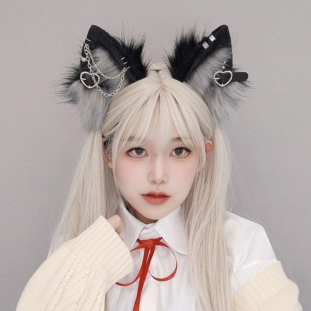Hairpin Plush Headband Belt Halloween Cosplay Costume Fashion Cat Ear Lolita Hair Band  Girls