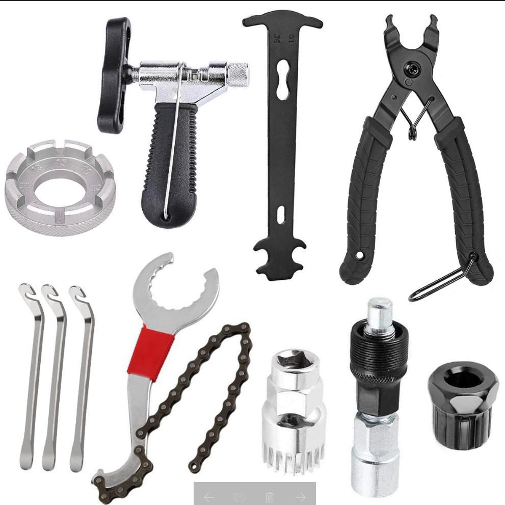 Bicycle Multi-Tool: Middle Shaft, Flywheel, Chain, and Crank Remover