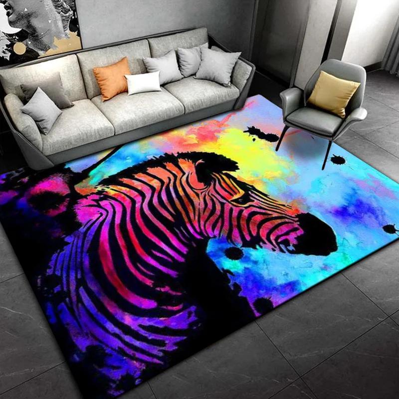 Wild Animal Zebra Area Rug Large,Carpet Rug for Living Room Bedroom Kitchen Doormat Decoration, bedroom decor  carpets cool