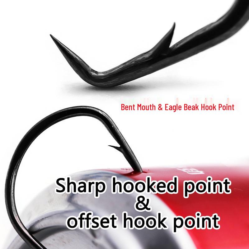 

Крючок для рыбы Eagle Claw с загнутым жалом из высокоуглеродистой стали: Противозаглатываемый, С шипами, С кольцом 6# (25 pcs)