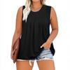 2025 Plus Size Women's Sleeveless Lace Trim Top - Solid, Loose Fit, Round Neck, White/Black