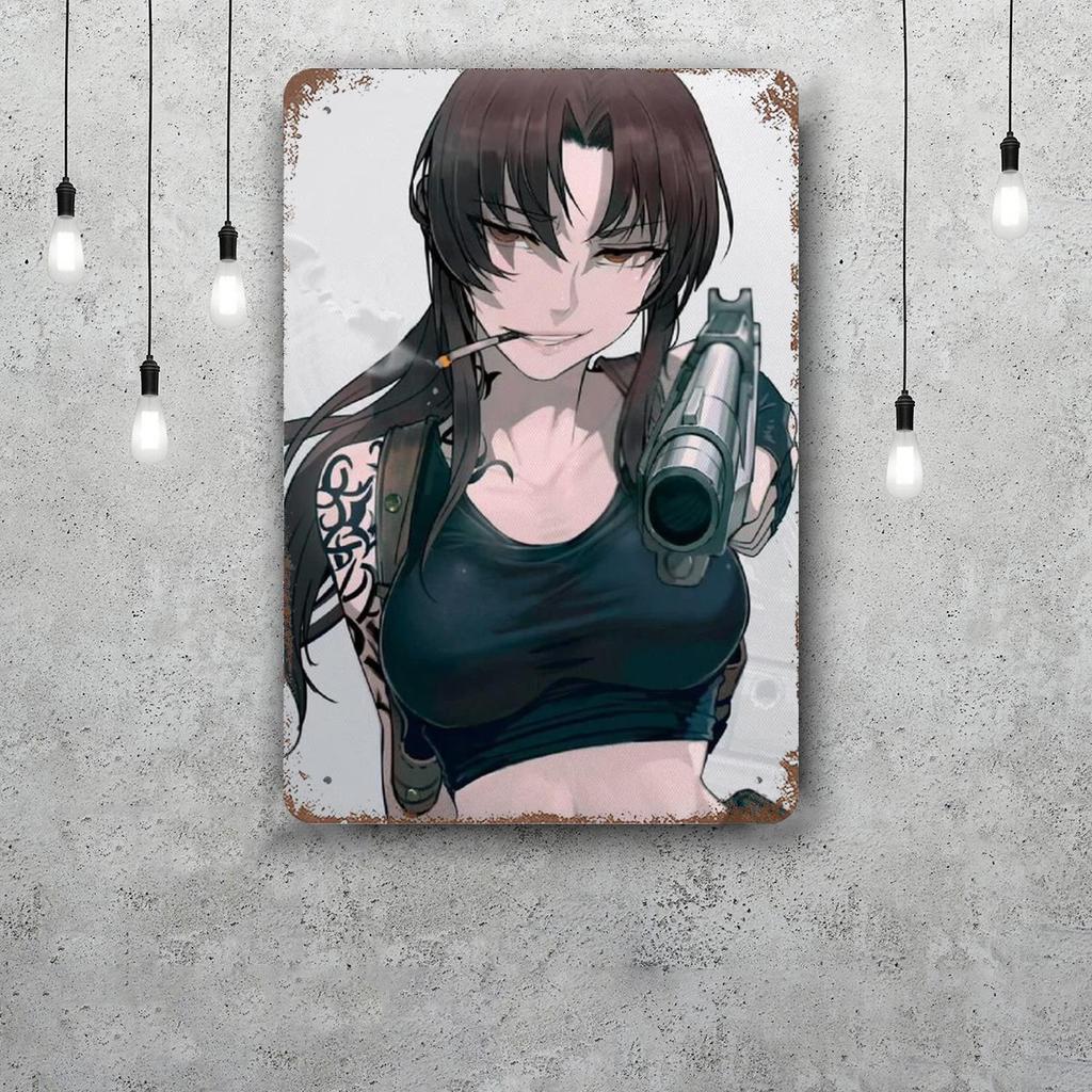 black lagoon 3 cartoon Decor Vintage Metal Signs Tin Signs Captain Poster Decor for Bar Pub Club Man Cave Wall Decoration
