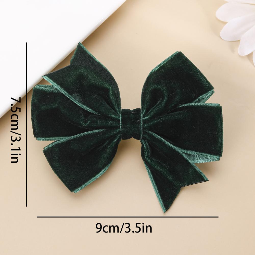 2PCS Velvet Bow Girls Hair Clip Sweet Retro Red Green Bow Hair Clip Handmade Hair Clip Headwear Children's Hair Accessories