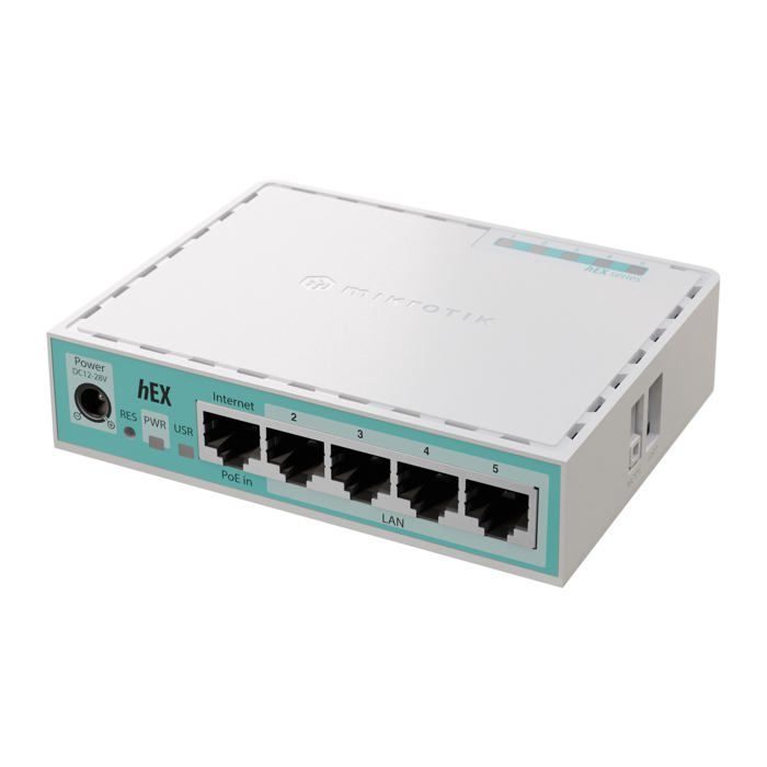 Router - MikroTik - hEX - 5 Gigabit Ports - 512 MB RAM - Throughput 1 Gbps