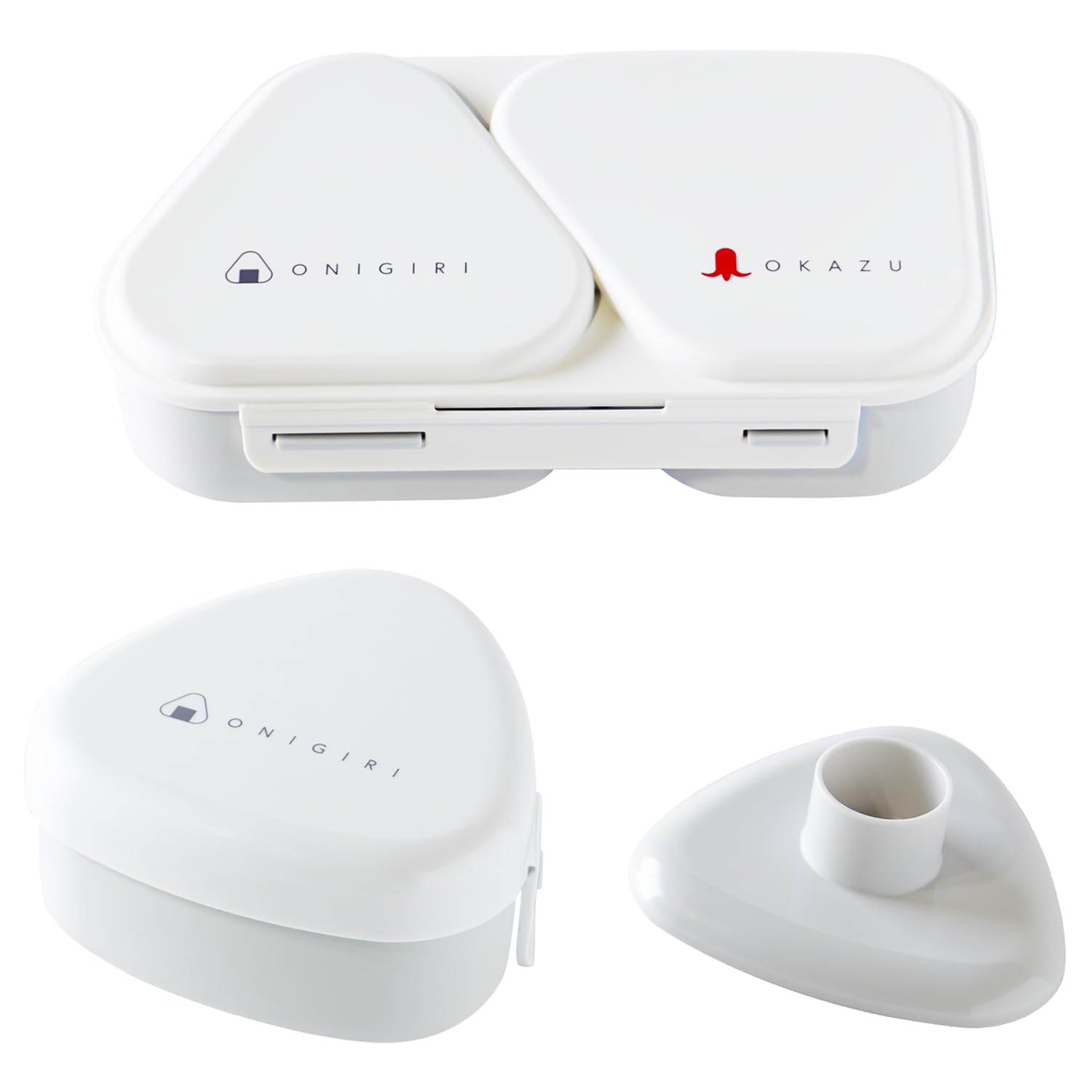 

OSK Onigiri Lunch Case & Onigiri Case Set, Bento Box, Pastel Gray, with Pressed Mould, Microwave Safe, LS-15 LS-20, Made in Japan
