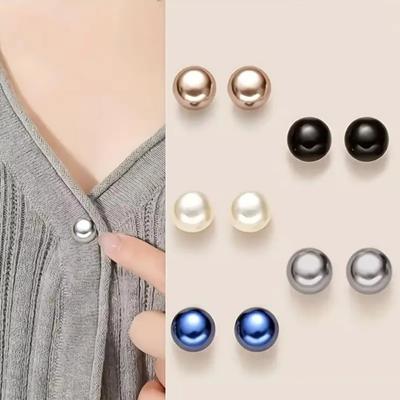 10pcs Imitation Pearl Pearl Button Pins Fixed Pin Imitation Pearl Button Brooch  For Clothes Decor