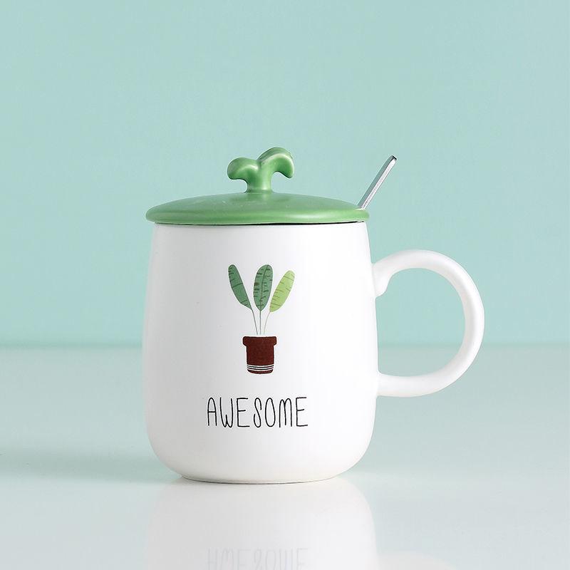 Ceramiczny kubek 3D w kształcie rośliny z pokrywką i łyżeczką, filiżanka do kawy, herbaty, ceramika i garncarstwo, kubki świąteczne, darmowa wysyłka, filiżanki do kawy, bar
