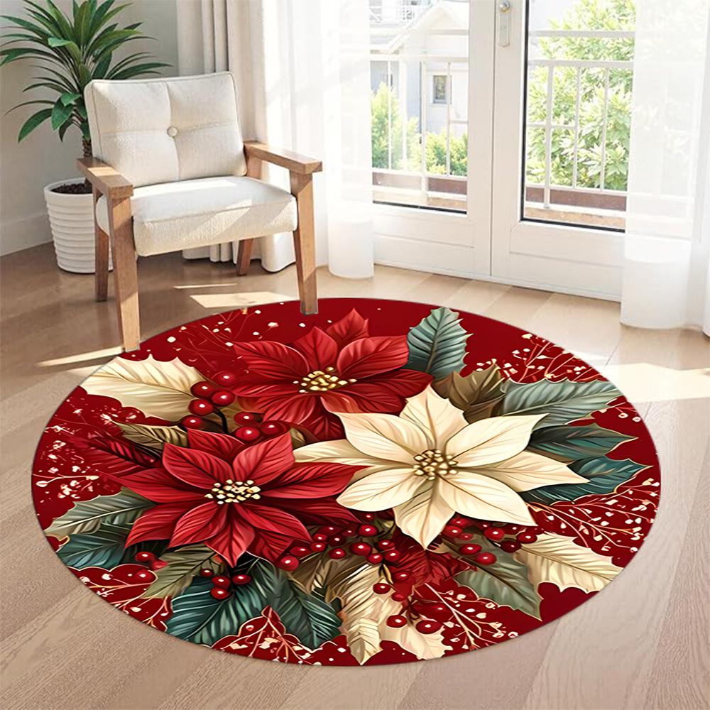 Christmas Round Carpet Perfect for Foyer Outdoor Kitchen Dining Room Anti-slip Round Rug Anime Office Decor Perfect Gift for Friends Family