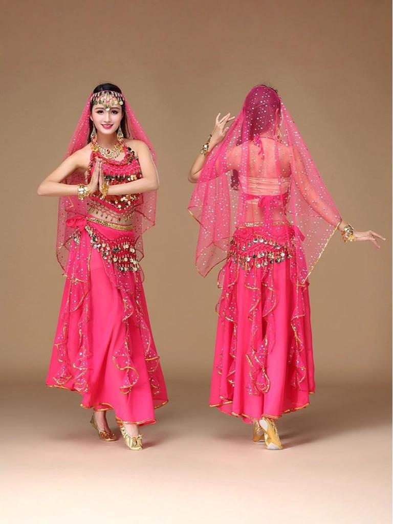 Indischer exotischer Tanzkostüm für Damen - Hochwertiges Bauchtanz-Aufführungsoutfit