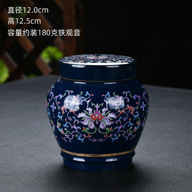 

Classical Embossed Blue Flower Ceramic Tea Cans Household Gold-plated Sealed Storage Cans Candy Coffee Beans Storage Cans Crafts