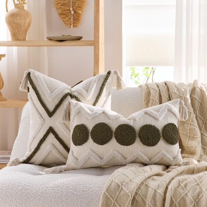 Weiche Chenille-Tufting-Kissenbezüge Boho Bauernhaus Kissenhülle mit Quasten für Haus Wohnzimmer Bett Sofa Dekor