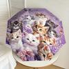 1PC Kittens Flowers Umbrella-8-Rib Reinforced Portable Folding Travel Suitable for All Seasons Outdoor Daily Use  -J0390