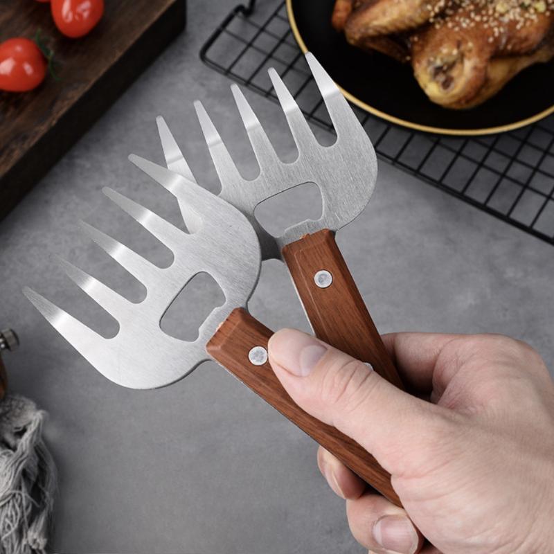 1ks Rozdělovač masa Dlouhá rukojeť Nástroj na grilování BBQ, Rozdělovač masa Medvědí dráp Rozdělovač masa, Vidlička Medvědí dráp Multifunkční trhač masa