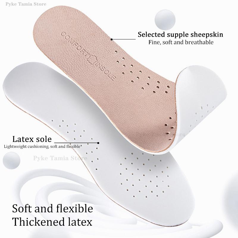 Genuine Leather Insole Thickened Latex Sheepskin Shoes Pads Soft Breathable Summer Sports Shock Absorbing Deodorization Inserts
