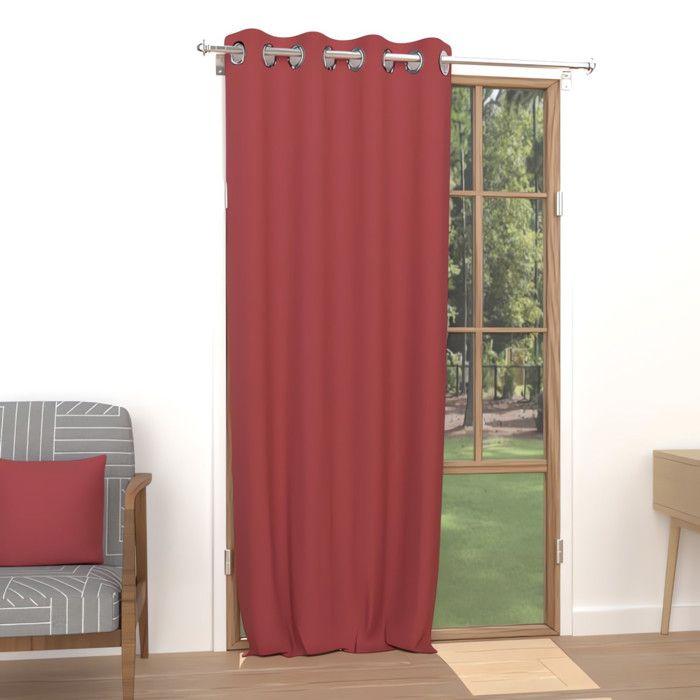 Plain Eyelet Curtain Wrinkle-free 135X250 ALIX Red, by Soleil D'ocre