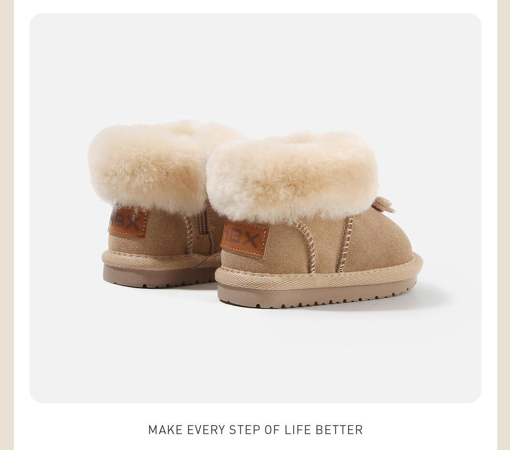 Toddler Girls' Plush Outdoor Leather Boots with Velvet Lining - Winter 2025