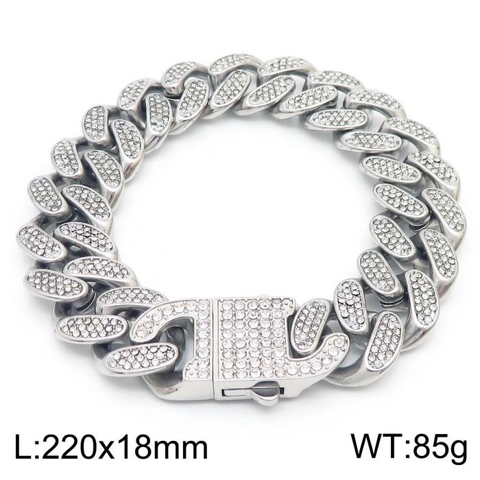 Hip Hop Shiny Rhinestones Bracelet for Men Women High Quality Zircon Cuban Miami Charm Chunky Figaro Chain Gold Color Jewelry