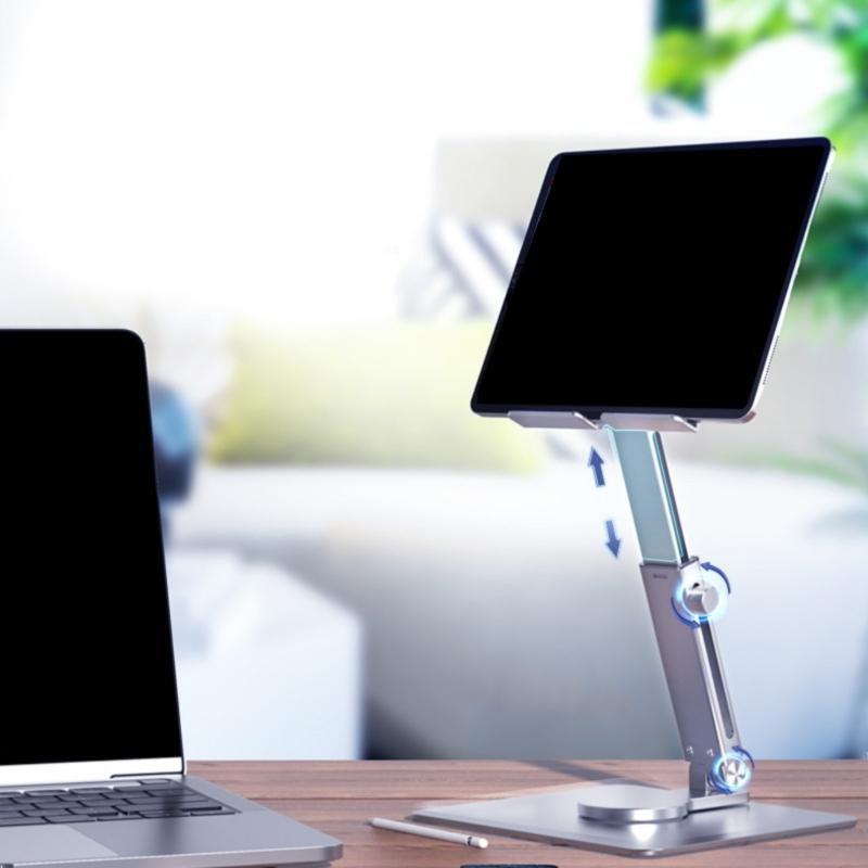 Desktop Foldable Tablets and Phone Stand Aluminum Alloy with Adjustable Viewing Angled for Home Office