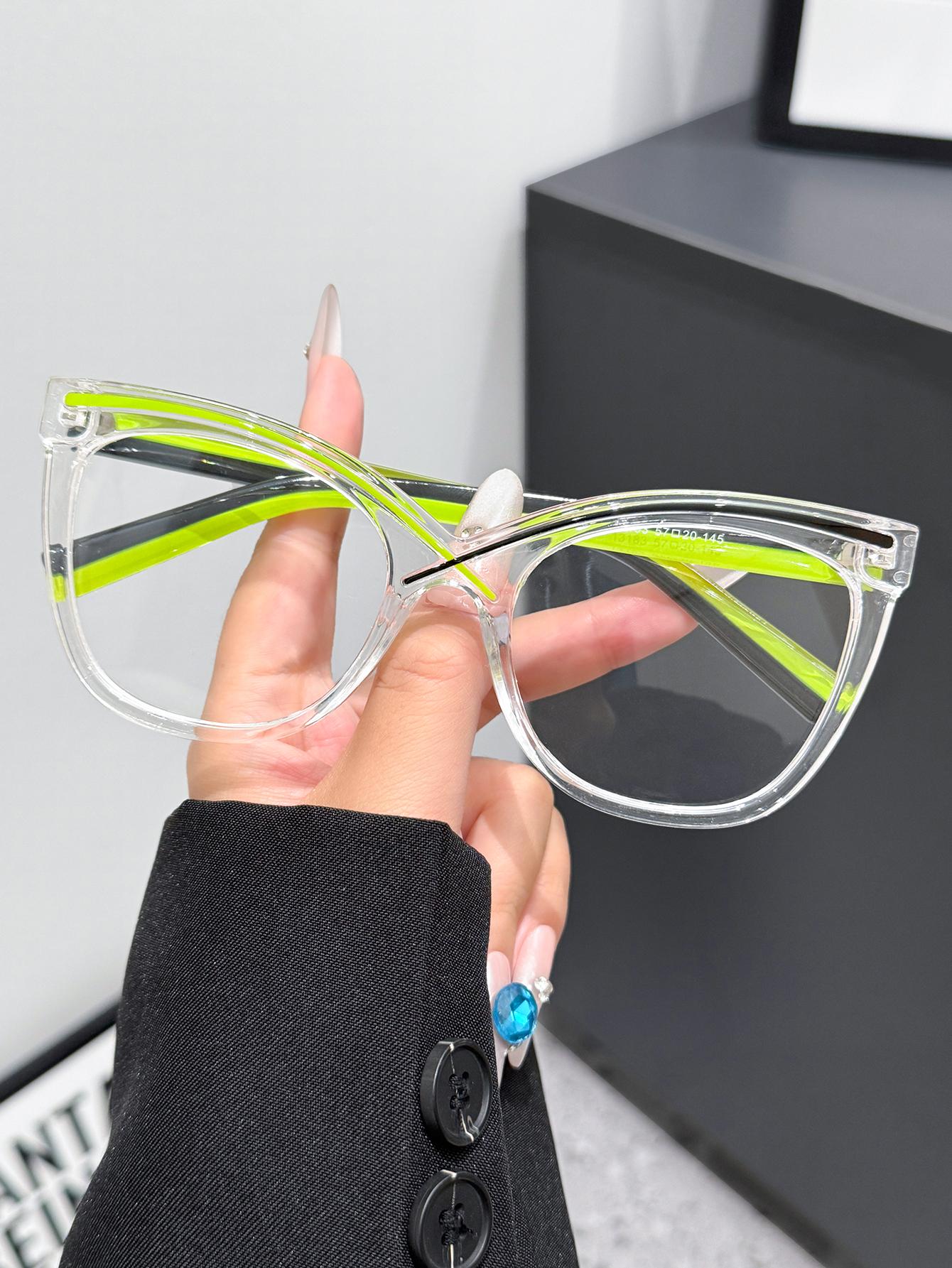 1Pc Trendy and Fashionable Large-Frame Cat-Eye Glasses Frame Design, Multiple Color Options Available, Fashion Accessory