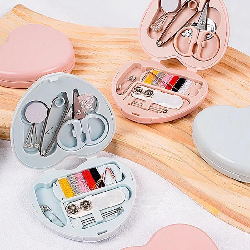 Mini Sewing Kit - Convenient Household Small Sewing Box with Multiple Functions - Sewing Tool Set in The Shape of A Heart