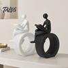 Talos 3D Printed Reading Figurine, Abstract Reader Statue for Home Decor, Modern Minimalist Sculpture Bookshelf Desk Office Ornament