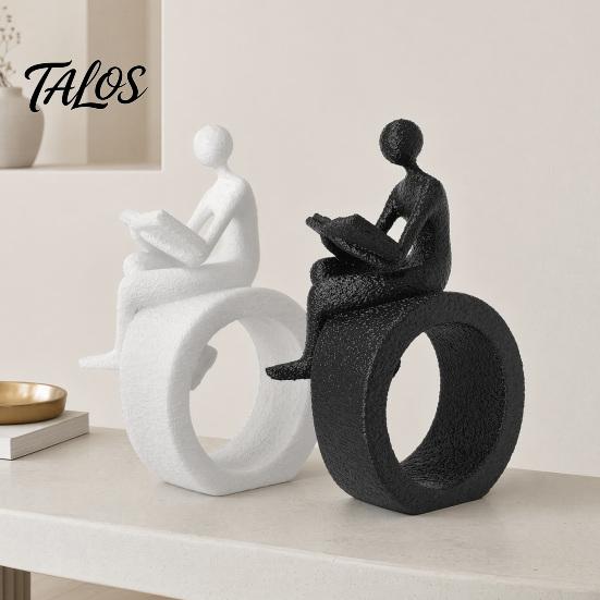 Talos 3D Printed Reading Figurine, Abstract Reader Statue for Home Decor, Modern Minimalist Sculpture Bookshelf Desk Office Ornament