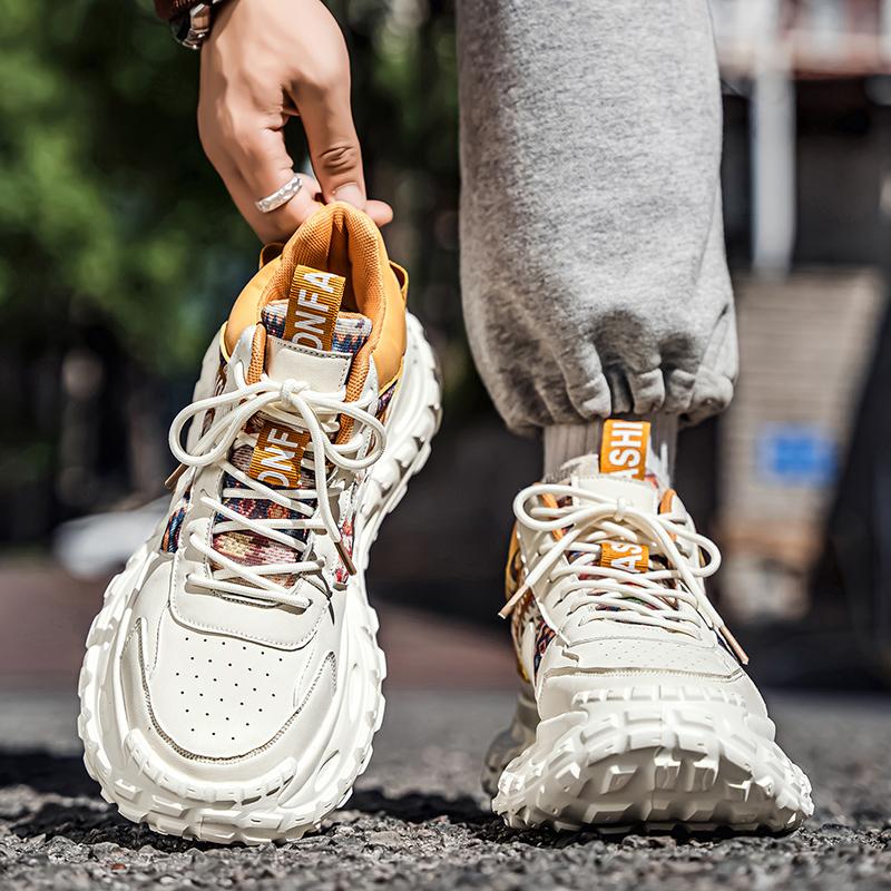 Fastion Chunky Sports Shoes Men Breathable Retro Sneakers Plus Size 39-45 Casual Walking Shoes Thick Sole Height-increasing