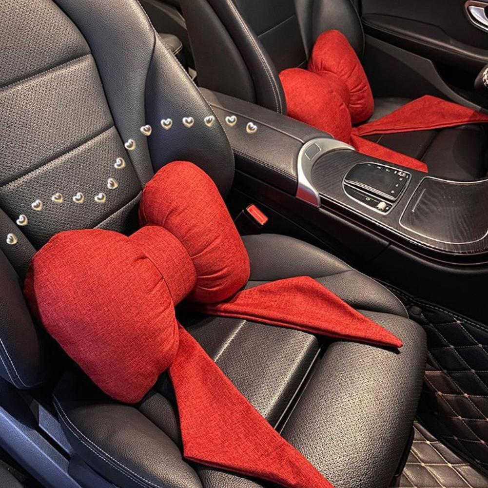 Bow-knot Car Memory Foam Neck Pillow Protection Lumbar Backrest Cushion Lumbar Cushion Car Headrest Cushion