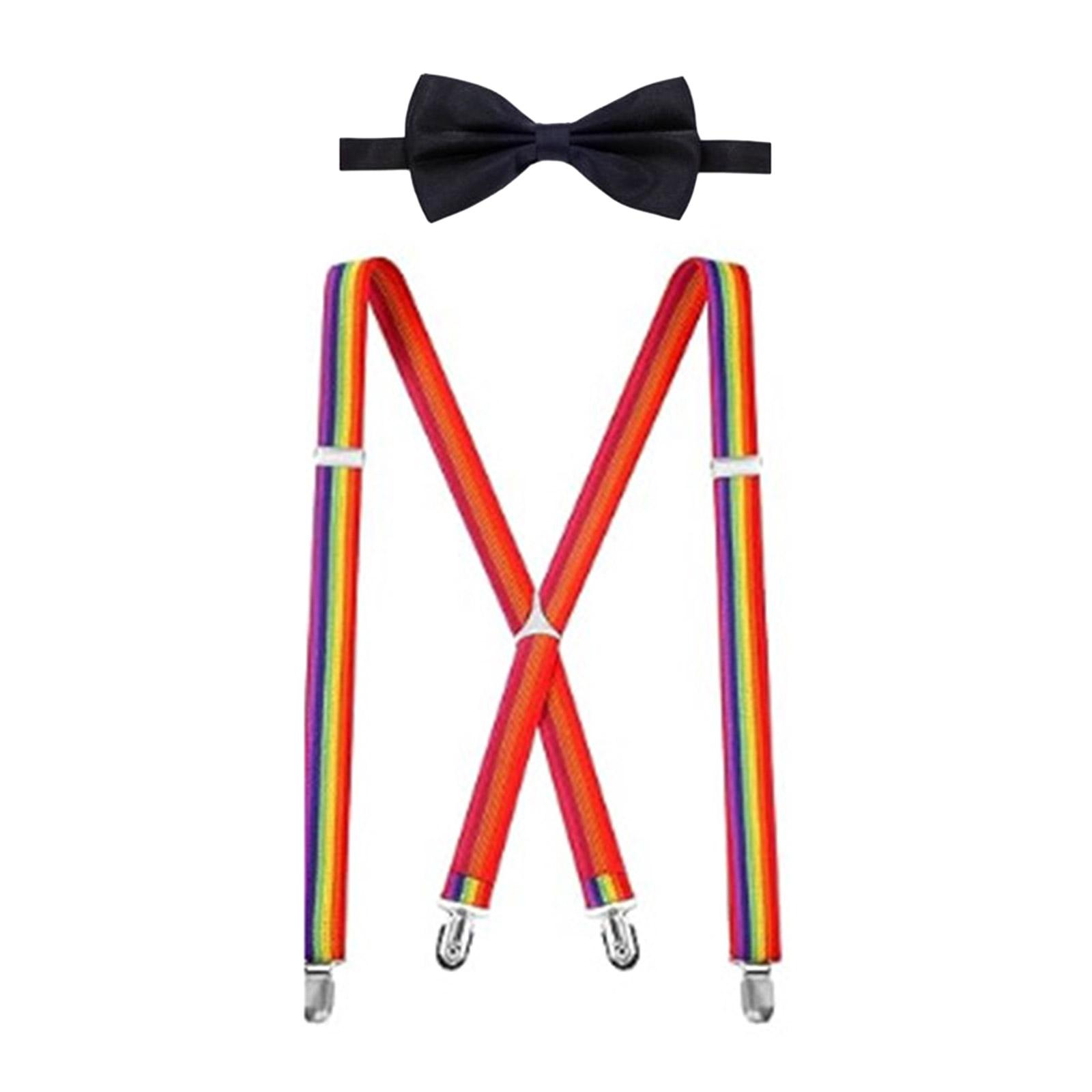 

Стильные подтяжки X-образной формы и набор галстука-бабочки регулируемой длины, подходят для большинства мужчин и женщин, 4 прочные клипсы, универсальное использование