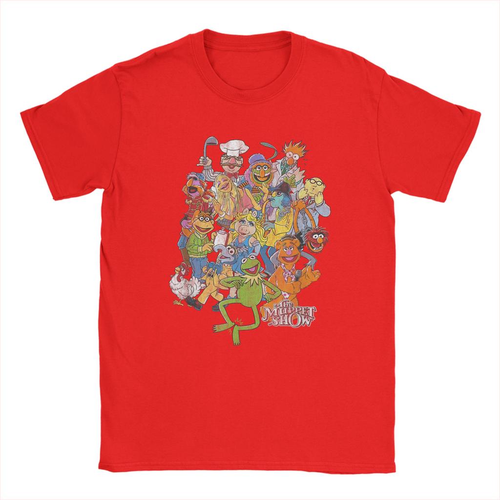 Streetwear T Shirt Beach The Muppets Main Characters Distressed Group Shot Trendy Cool Tshirts For Man Short Sleeve Tops