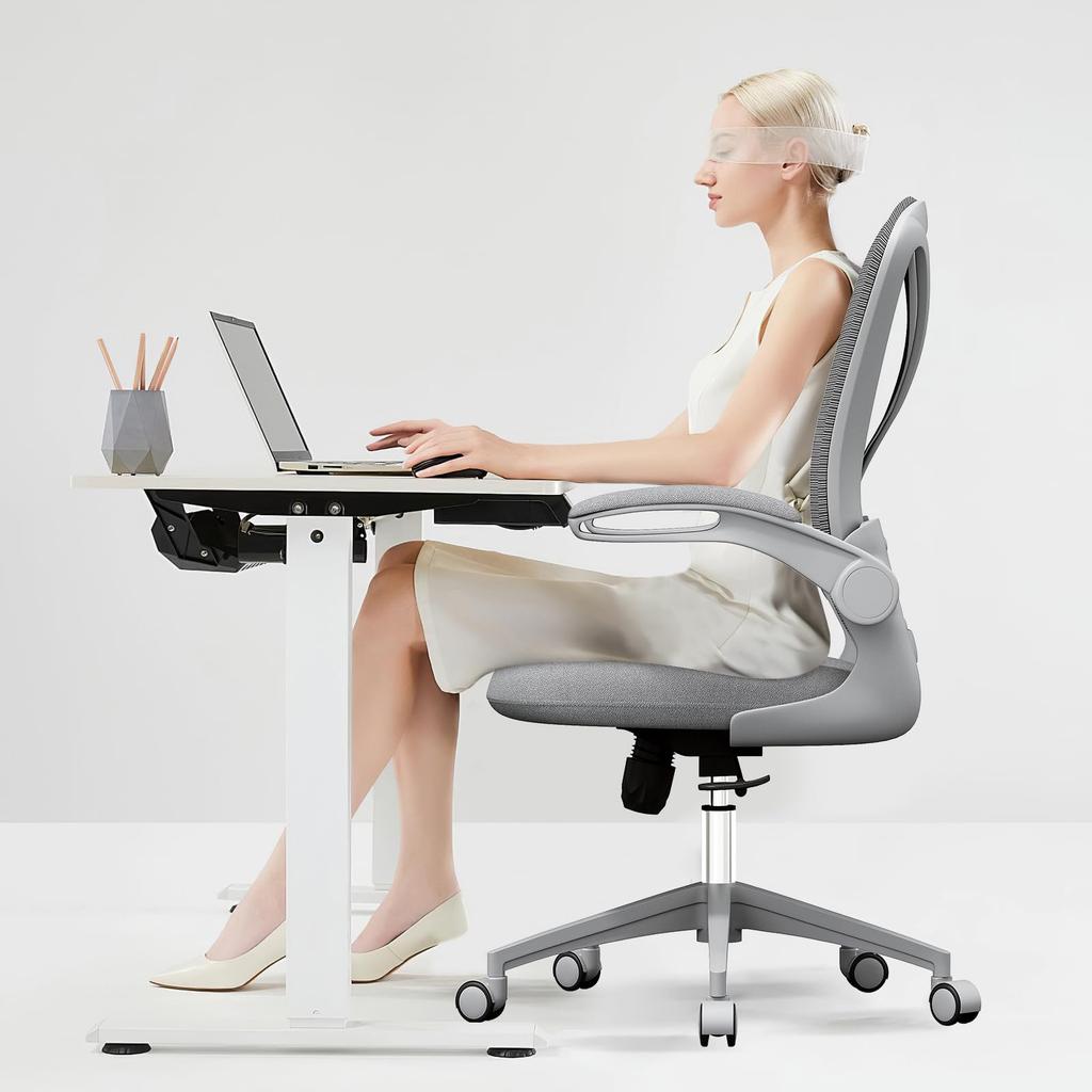 Office Desk Ergonomic No Tires Lumbar Support Protects Your Lower Mesh and Breathable Computer Compact Lift 360 Degree Rotating Work Silent PU Chair,