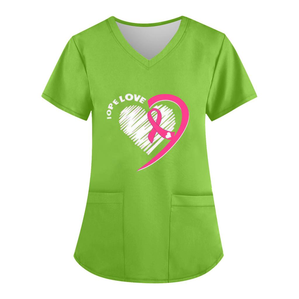 Women's V-Neck Short-Sleeve Pocketed Top With Side Slit